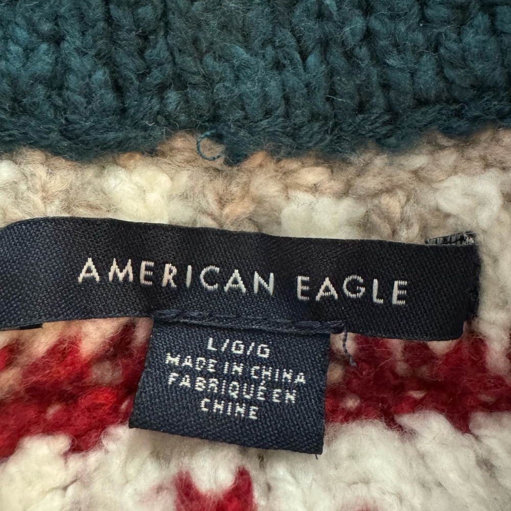 American Eagle Long Sleeve Fair Isle Sweater Cotton Blend, Size Large - Picture 9 of 9
